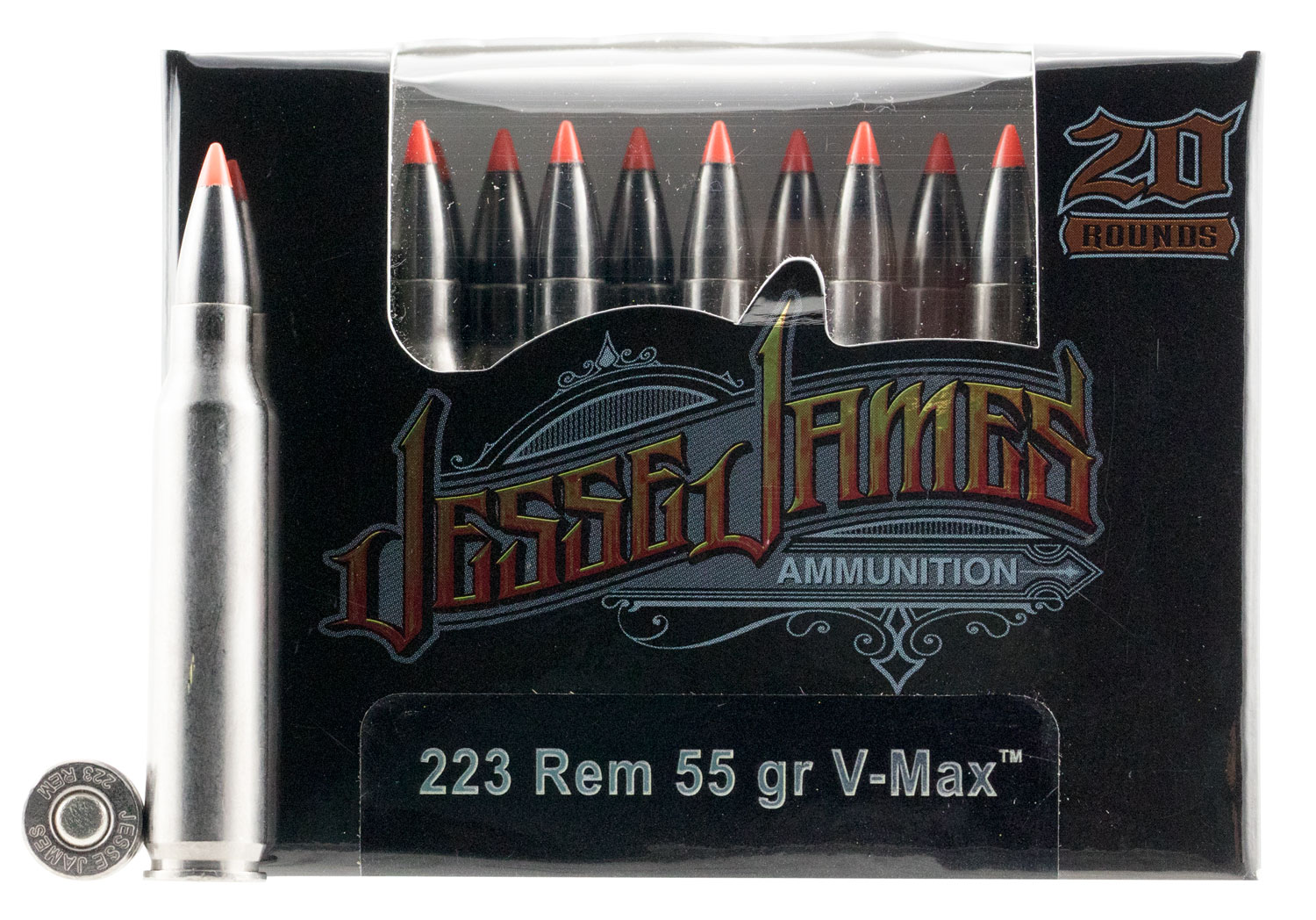 Ammo Inc 23055VMXJJ20 Jesse James 223 Remington/5.56 NATO 55 GR V-Max 20 Bx/ 10 Cs