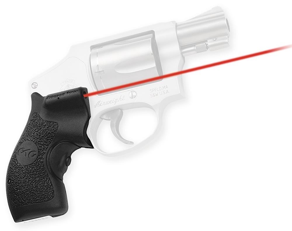 Crimson Trace LG105 Lasergrips  5mW Red Laser with 633nM Wavelength & Black Finish for Round Butt S&W J Frame