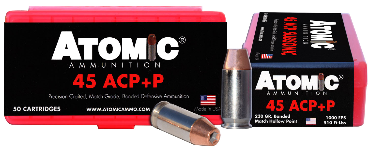 Atomic Ammunition 00433 Pistol  45 ACP +P 230 gr Bonded Match Hollow Point 50 Per Box/10 Cs