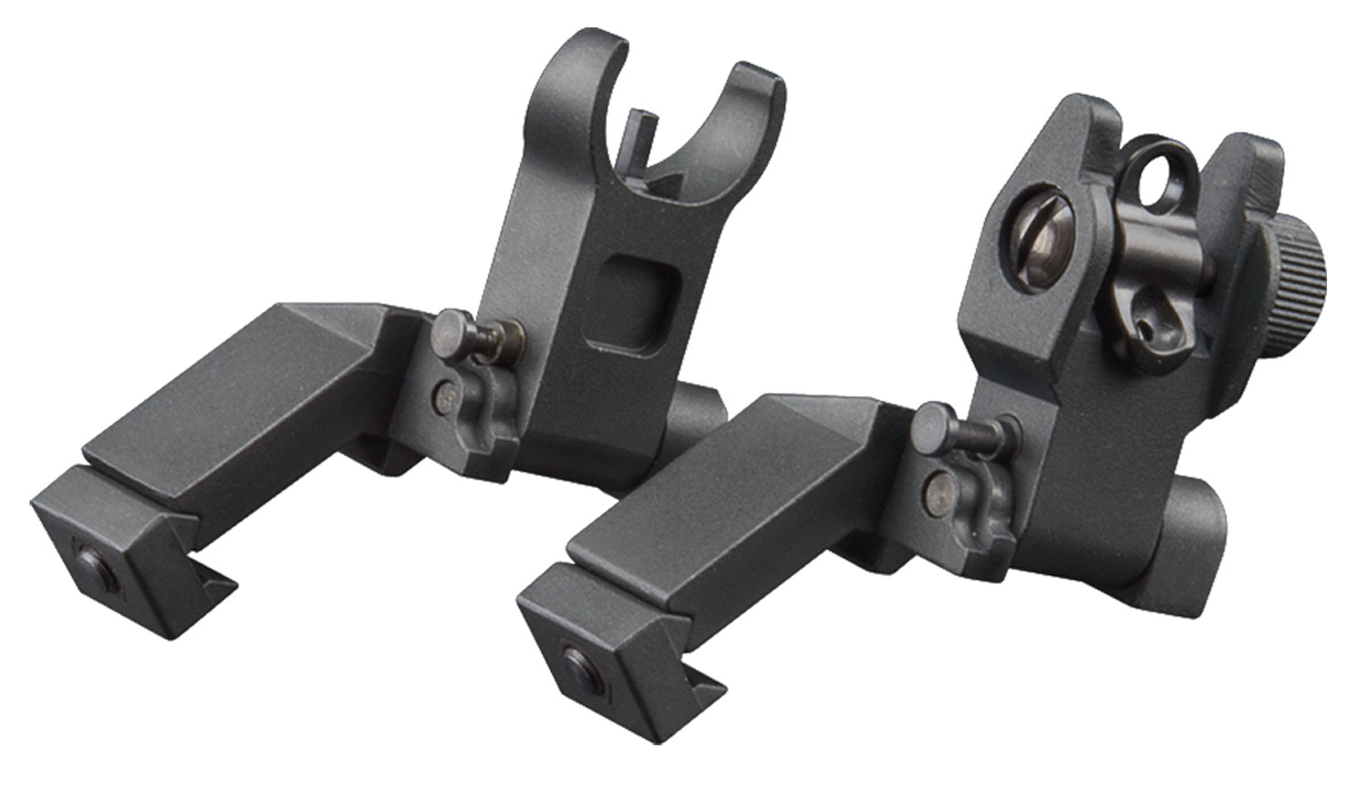 Aim Sports MT45FS AR Low Profile 45 Degree Flip-Up Sight Set  Black Anodized 45 Degree Low Profile for AR-15