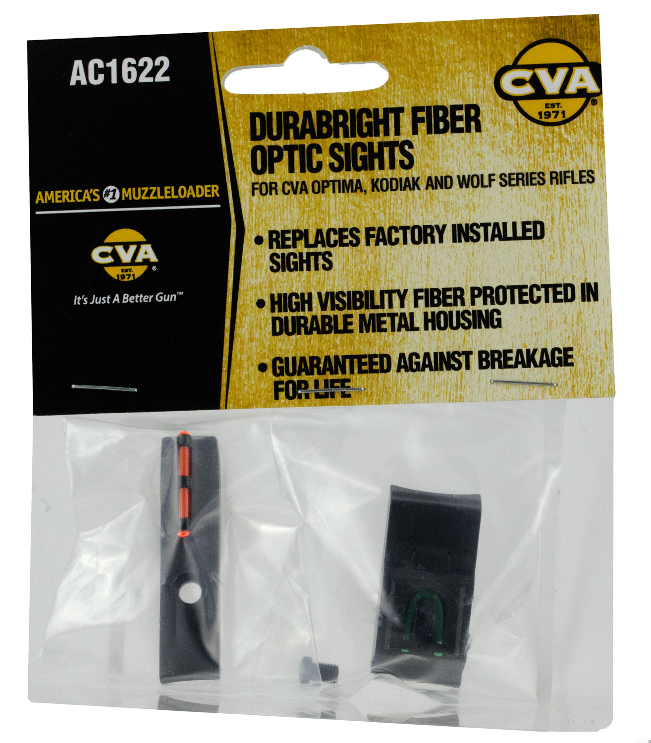 CVA AC1622 DuraSight Z2 CVA Muzzleloader/Rifle After 2001 Red/Green Fiber Optic Black