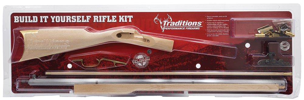 Traditions Black Powder Kentucky Rifle Build-It-Yourself Kit Select Raw Hardwood .50 Cal 33.5 Inch White Barrel  | .50 BLACKPOWDER | 040589018881