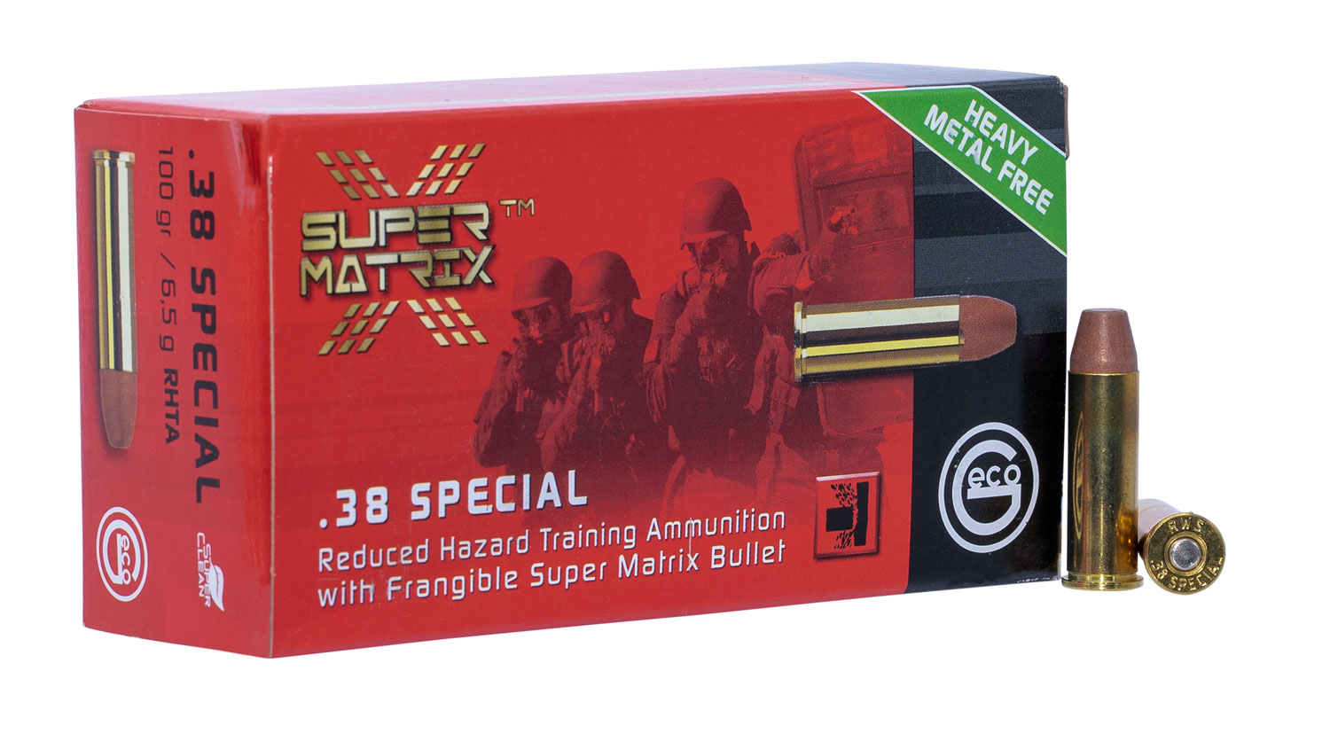 403840050 Reduced Hazard Training Ammo Geco Super Matrix 
38 Special 100 GR Lead Free Frangible 50 Bx/10 Cs