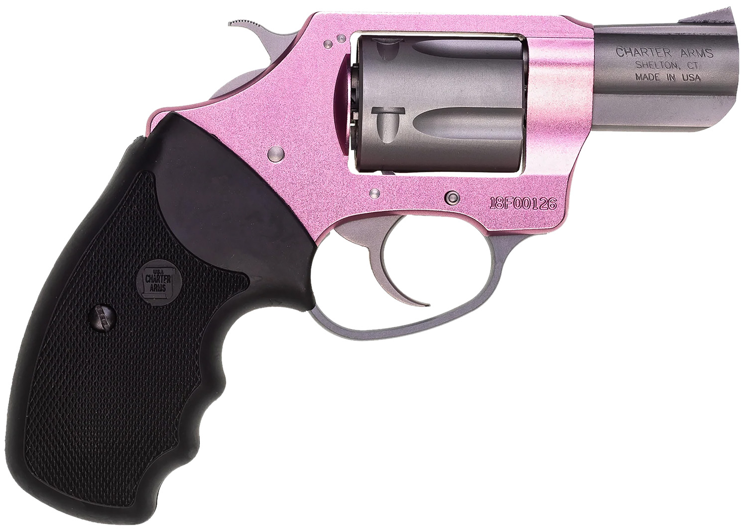 PINK LADY 38SPC PINK/SS 2 Inch 5RD  RUBBER GRIPS / 5SHOT | .38 SPL | 678958538304
