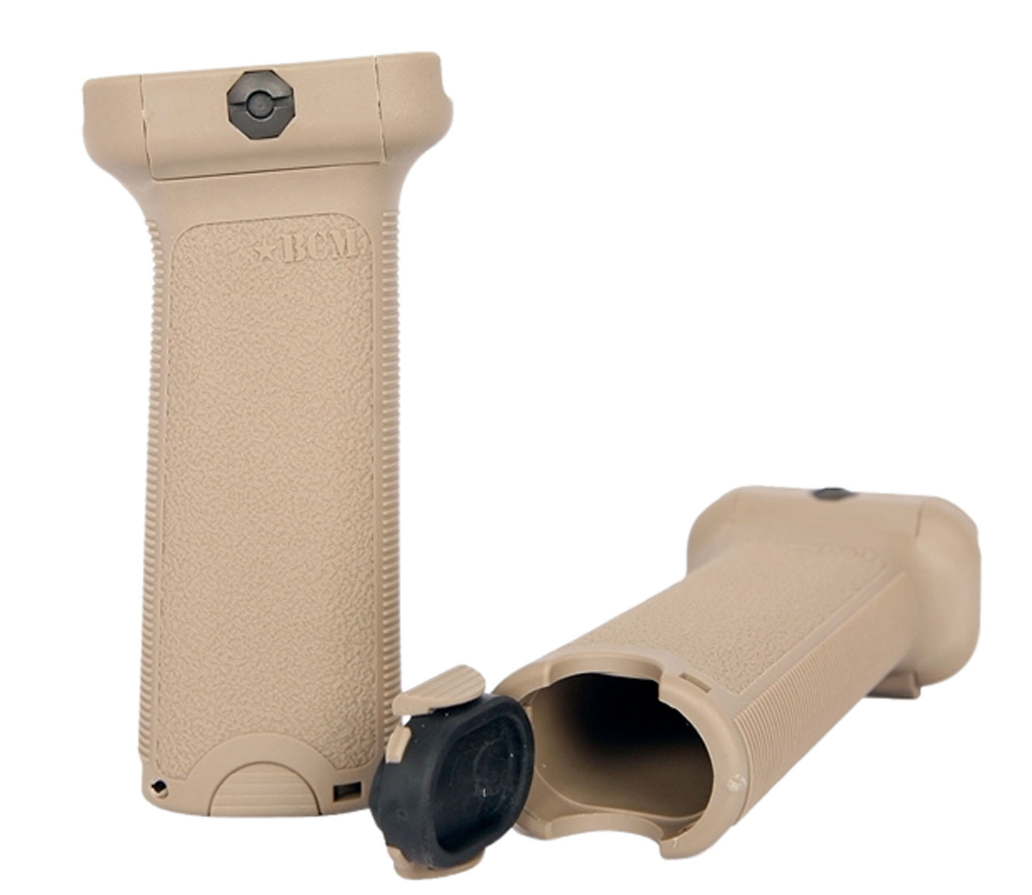 BCM  BCMGunfighter Vertical Grip Made of Polymer With Flat Dark Earth Aggressive Textured Finish with Storage Compartment for Picatinny Rail
