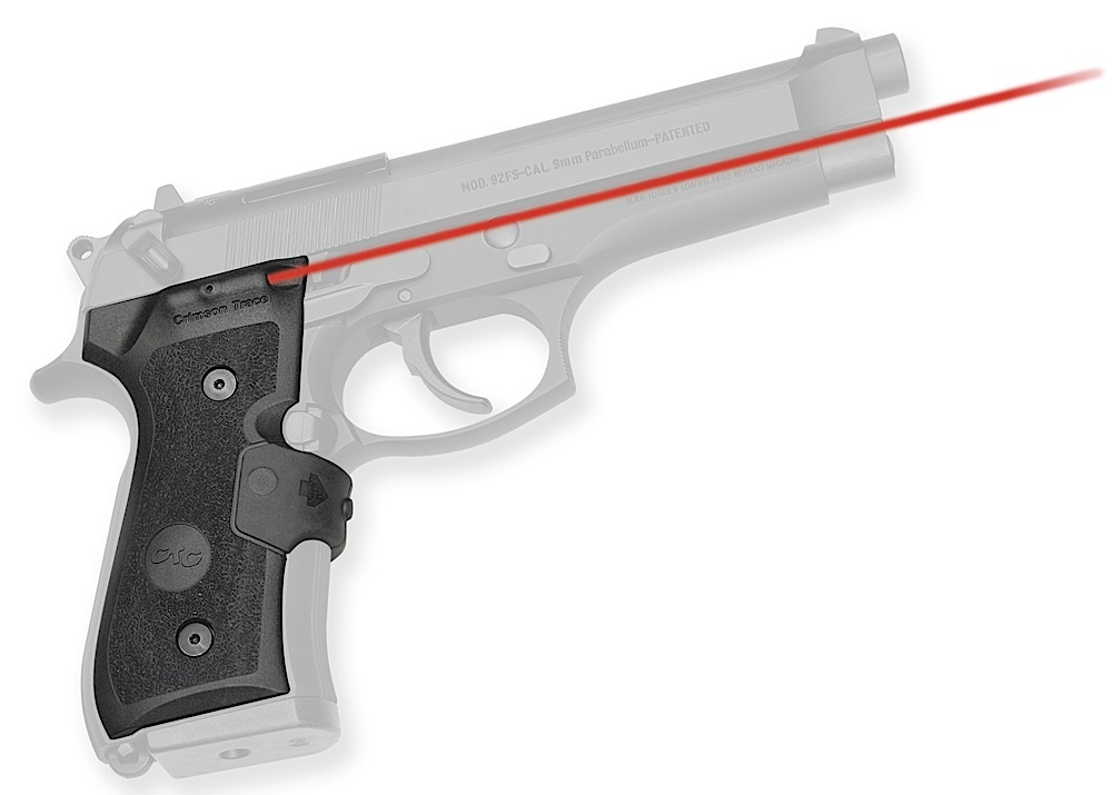 Crimson Trace LG402M Lasergrips Mil-Spec 5mW Red Laser with 633nM Wavelength & 50 ft Range Black Finish for Beretta 92, 96, M9A1 (Except 92X Variant)