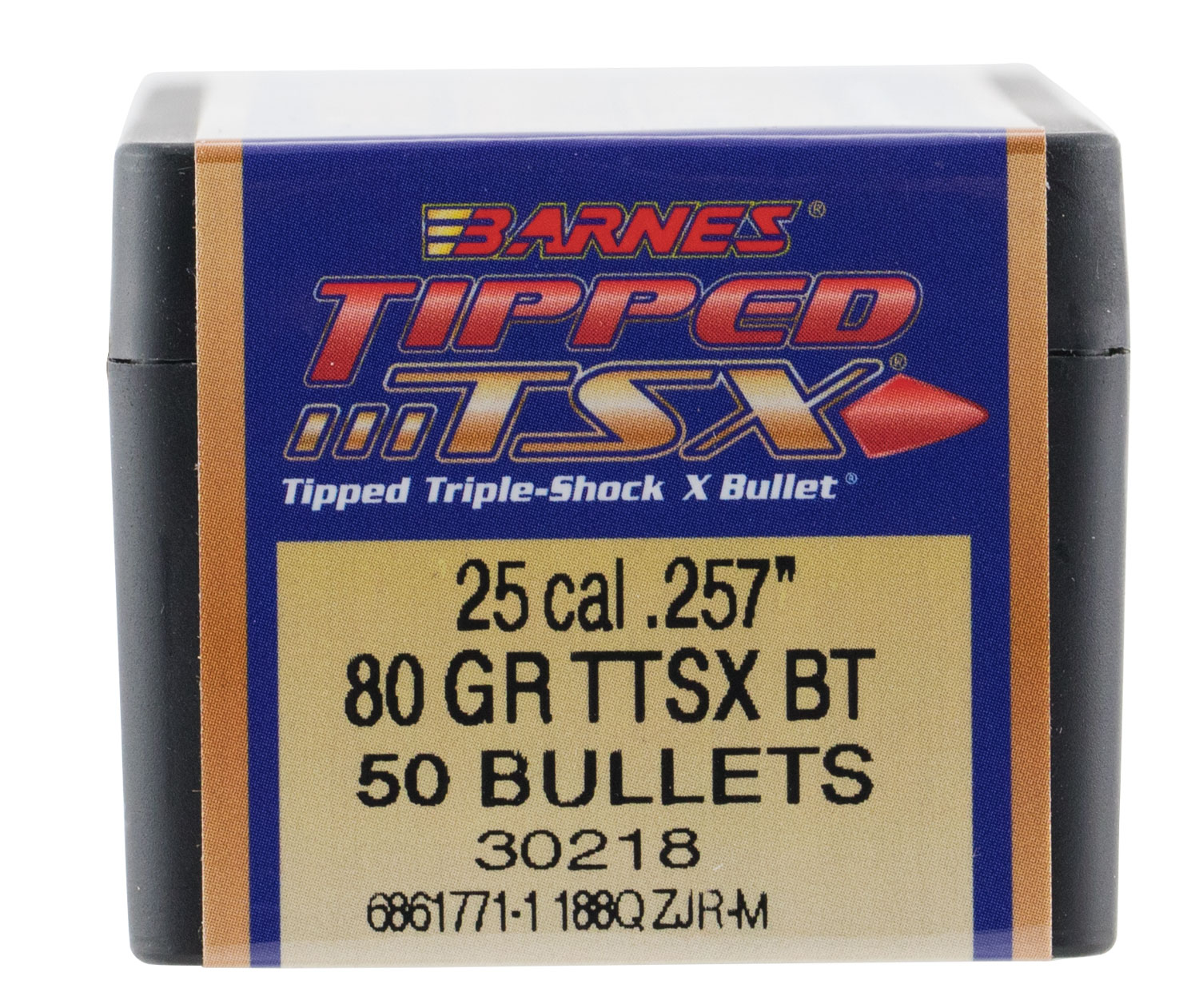 Barnes Bullets 30218 Tipped TSX  25 Cal .257 80 gr TTSX Boat-Tail 50 Per Box