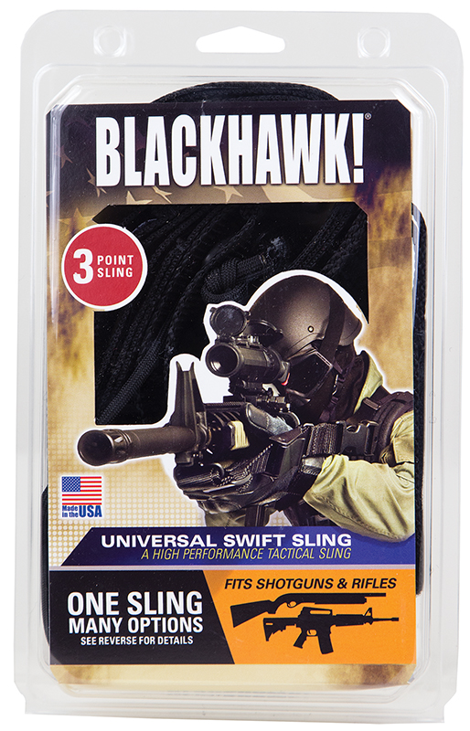 Blackhawk 70GS17BK Universal Swift Sling made of Black Nylon Webbing with 1.25