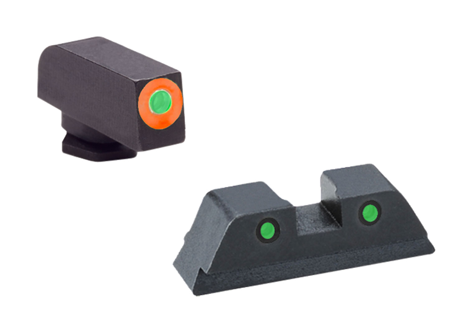AmeriGlo GL450 Spartan Operator Set 3-Dot Tritium Green w/Orange Outline Green w/Black Frame Compatible w/Glock 42/43/43X/48