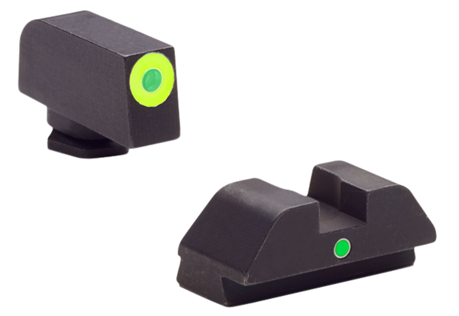 AmeriGlo GL305 i-Dot Night Sight Set Tritium Green with LumiGreen Outline Front, Green Rear Black Frame for Glock 42, 43