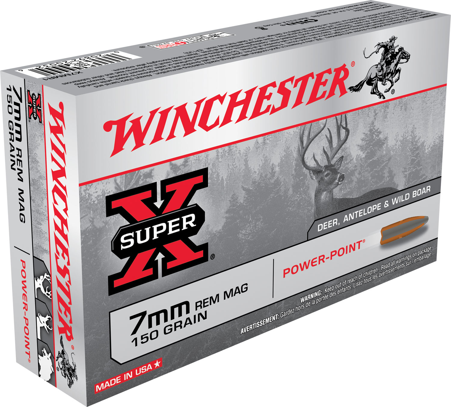 Winchester X7MMR1 Super-X Rifle Ammo 7MM MAG, Power-Point, 150  | 7mm REM MAG | 020892200326