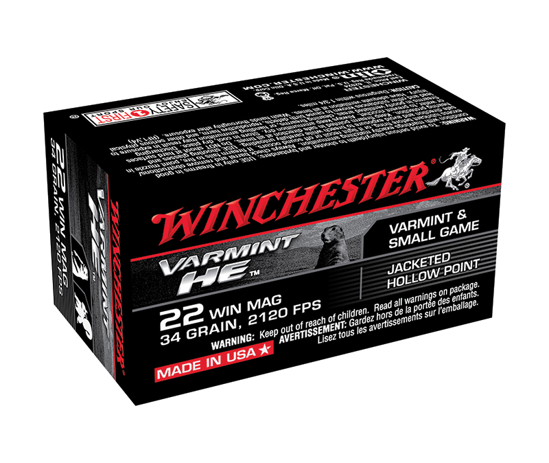 Winchester Ammo S22WM Varmint HE  22 WMR 34 gr Jacketed Hollow Point JHP 50 Bx/40 Cs  | .22 WMR | 020892101210