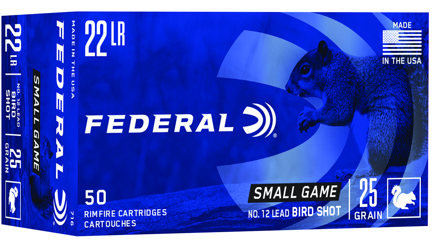 Federal 716 Small Game  Target  22LR 25gr 12 Lead Bird Shot 50 Per Box/50 Case  | .22 LR | 029465056193