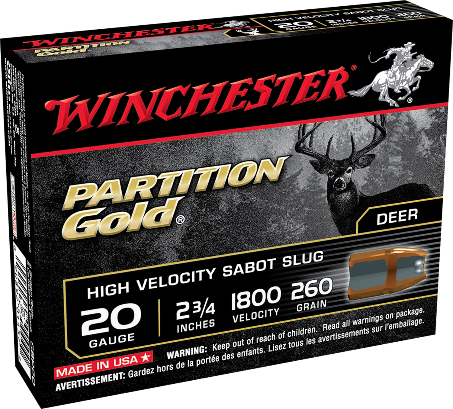 Winchester Ammo SSP20 Partition Gold High Velocity 20 Gauge 2.75