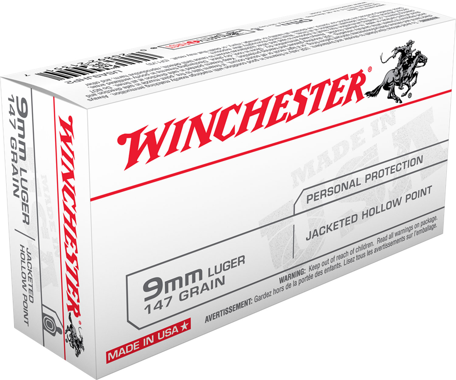 Winchester Ammo USA9JHP USA  9mmLuger 115gr Jacketed Hollow Point 50 Per Box/10 Case  | 9x19mm NATO | 020892213159