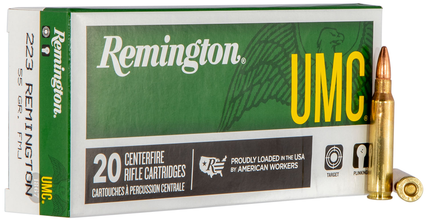Remington UMC Rifle Ammunition .223 Rem 55 gr FMJ 3240 fps - 20/box | 047700067001 | Remington | Ammunition | Rifle | L223R3