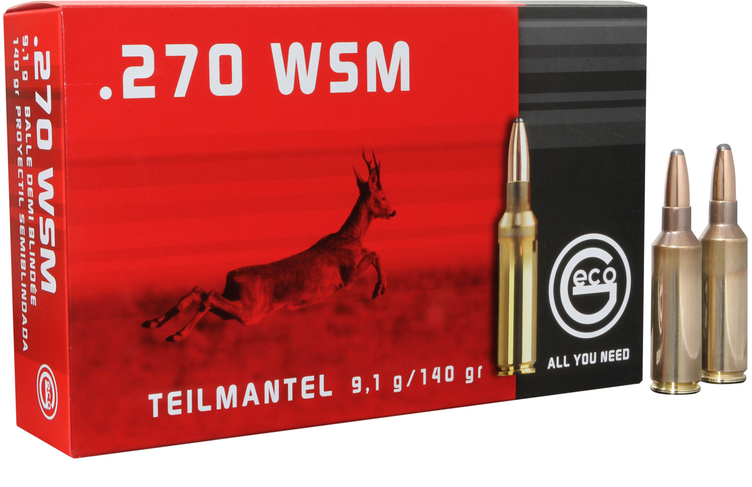 282340020  Geco 270 Winchester Short Magnum 140 GR Soft Point 20 Bx/20 Cs