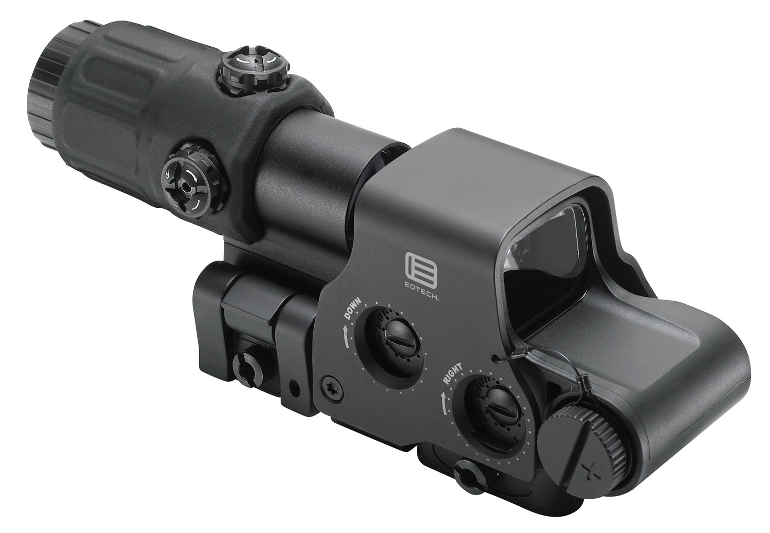 Eotech HHSI EXPS3 w/G33 Magnifier Matte Black 1x 1 MOA 68 MOA Ring/4 Red Dots Reticle Features Switch-to-Side Mounting System