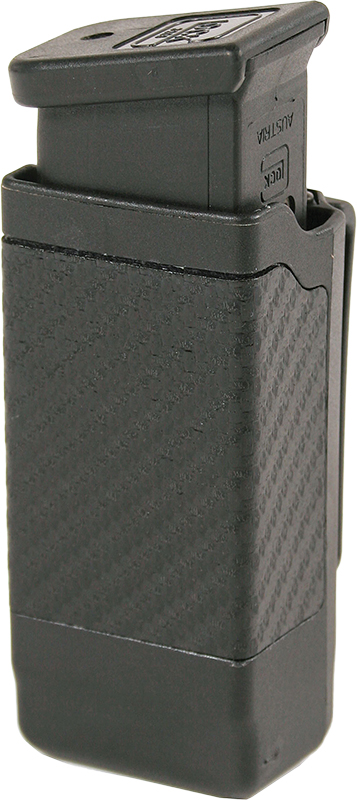 Blackhawk 410600CBK Single Mag Case  Black Carbon Fiber Belt Clip Compatible w/ Double Stack 9mm/10mm/40/45/357