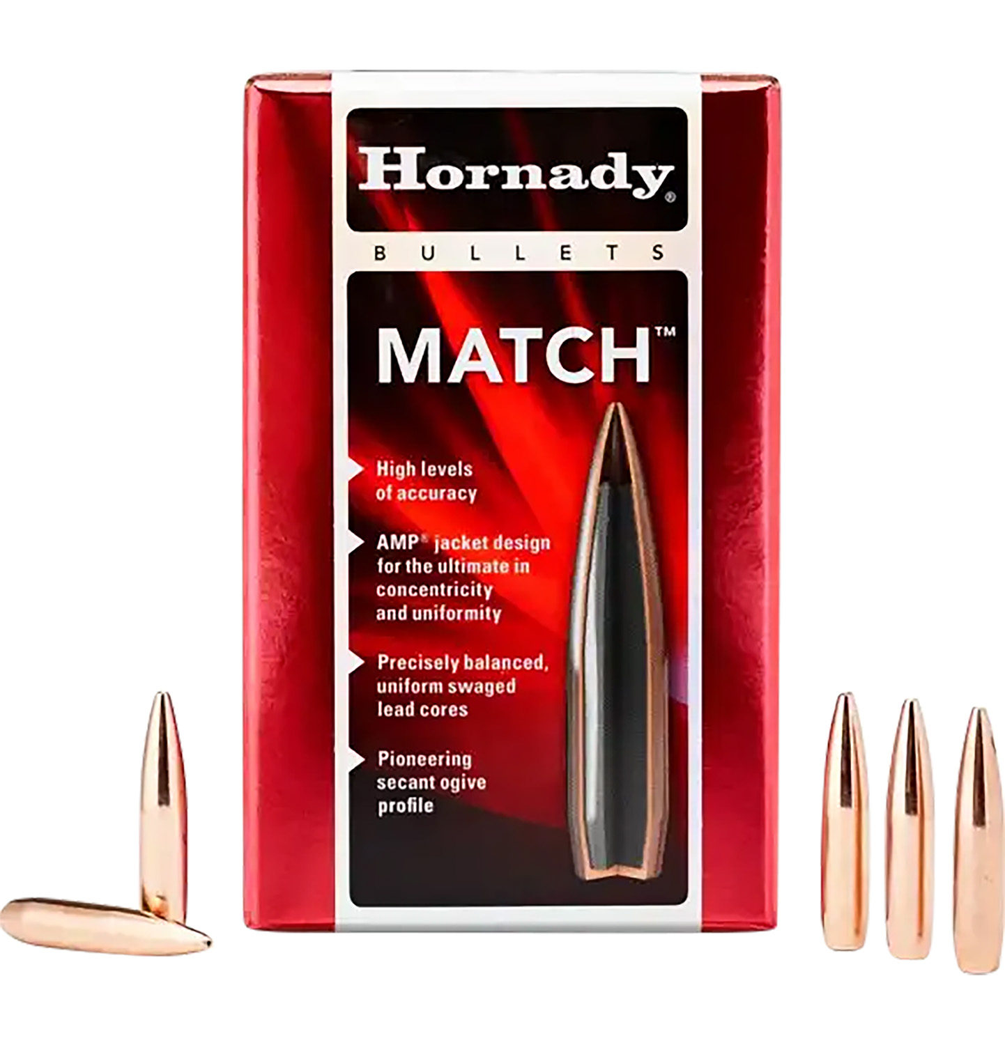 Hornady 2249 Match  22 Cal .224 52 gr Boat-Tail Hollow Point Match 100 Per Box