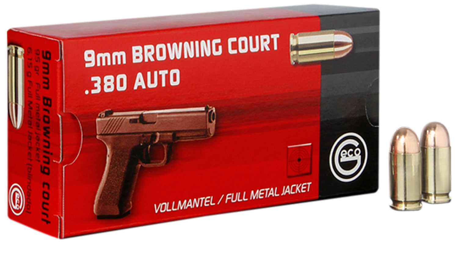 270540050 Pistol Geco 380 Automatic Colt Pistol (ACP) 95 GR Full Metal Jacket 50 Bx/ 20 Cs
