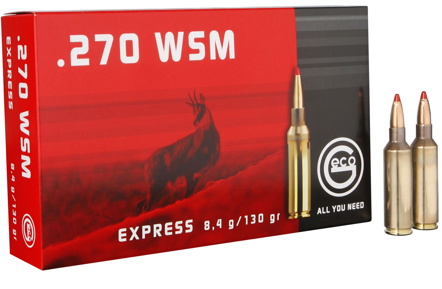 283840020 Express Geco 
270 Winchester Short Magnum 130 GR Express Tip 20 Bx/10 Cs
