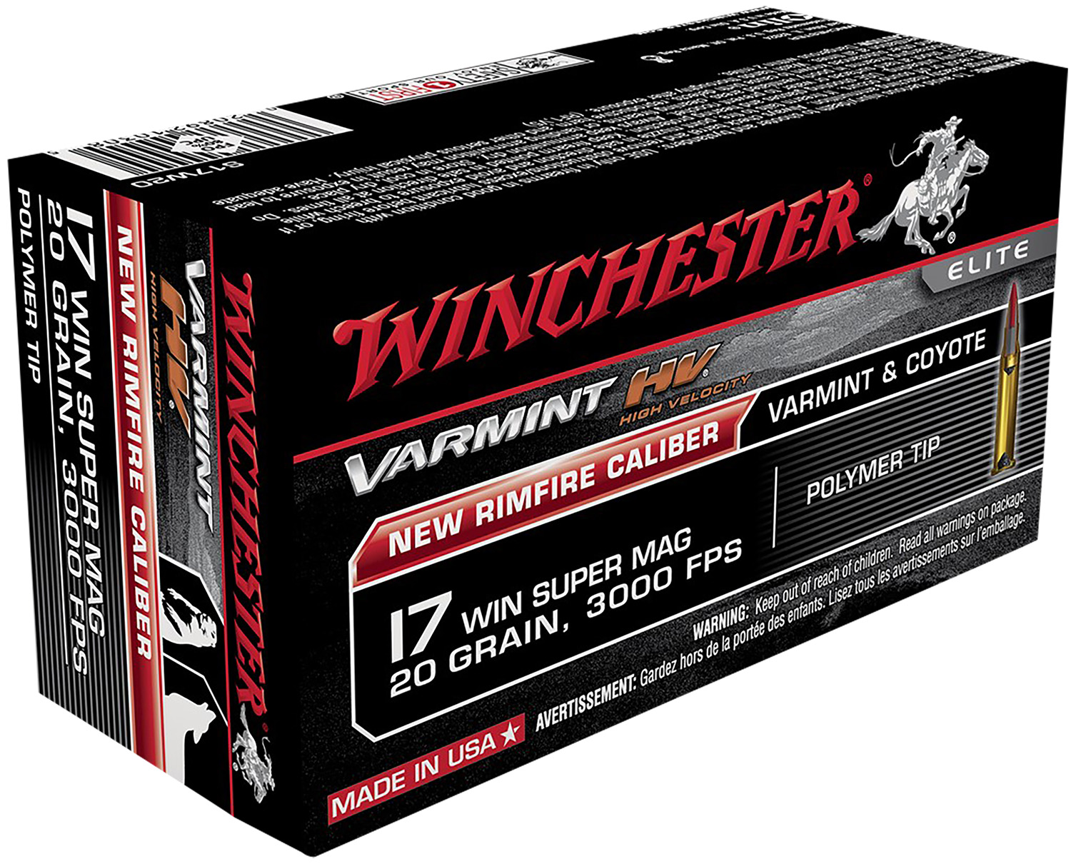 Winchester Ammo S17W20 Varmint HV  17WSM 20gr Polymer Tip 50 Per Box/10 Case  | .17 WSM | 020892103085