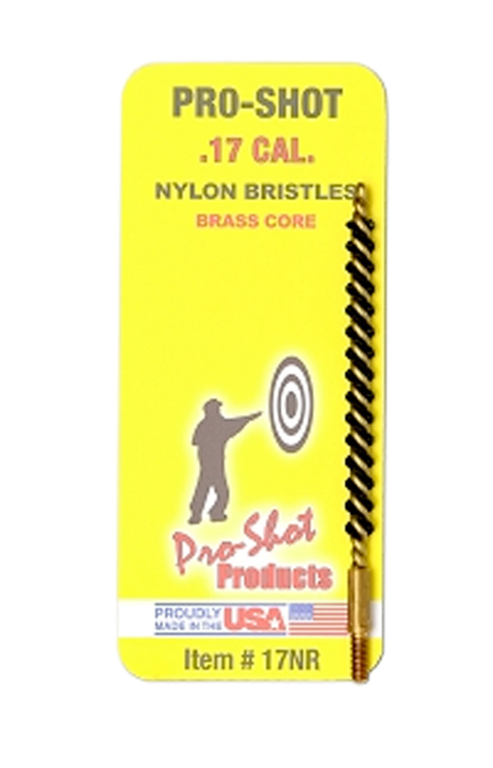 ProShot 17NR Bore Brush  .17/ .177 Cal Rifle 540 Inch Thread Nylon Bristles Brass Core | 709779100903