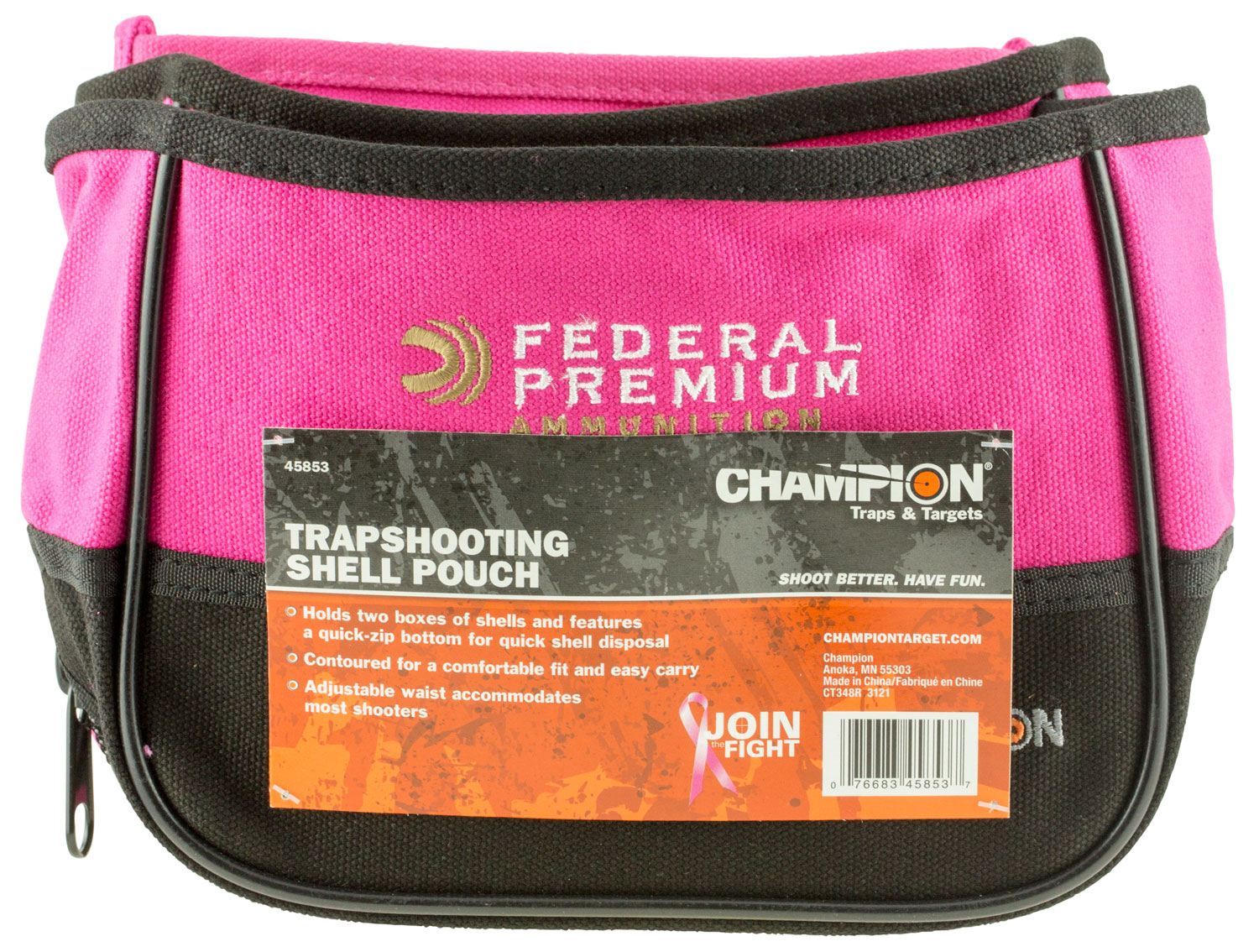 Champion Targets 45853 Trapshooting Double Shell Pouch Pink Nylon Capacity 2 boxes Waist Mount