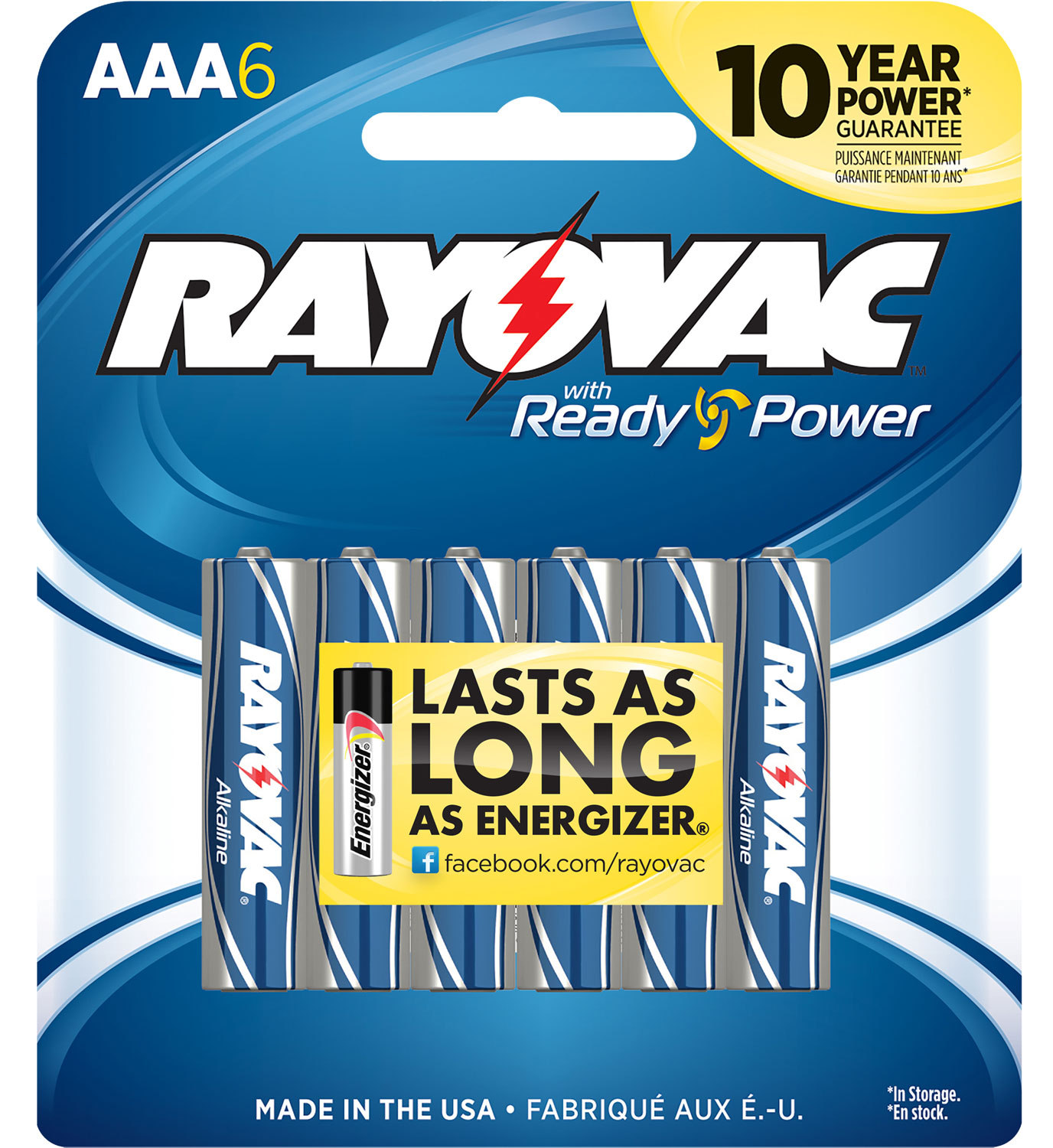 Rayovac 8246T AAA HIGH ENREGY Alkaline Batteries  Silver/Blue 1.5 Volts 2,700 mAh 6 Single Pack | 012800478569