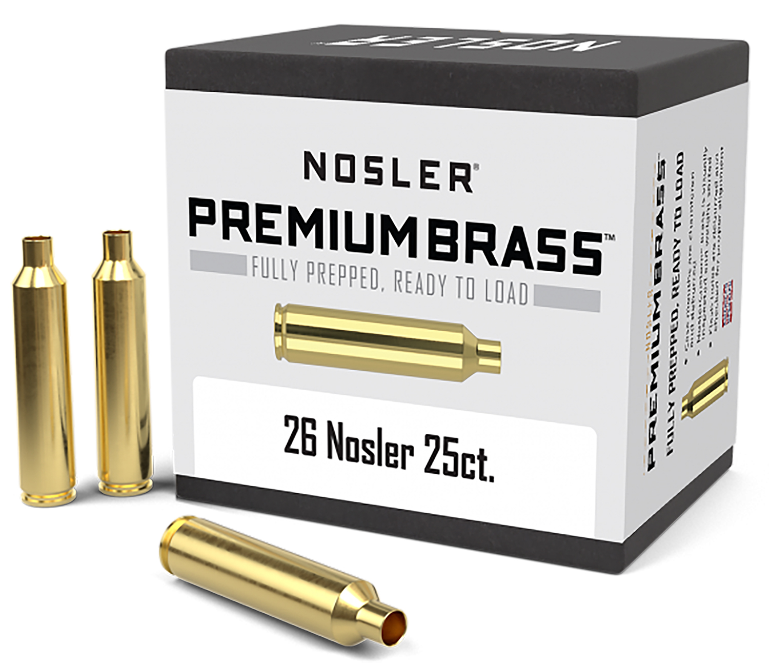 Nosler 10140 Premium Brass Unprimed Cases 26 Nosler Rifle Brass 25 Per Box