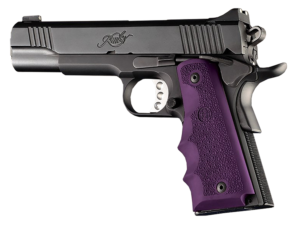 Hogue 45006 OverMolded Grip Cobblestone Purple Rubber with Finger Grooves for 1911 Government
