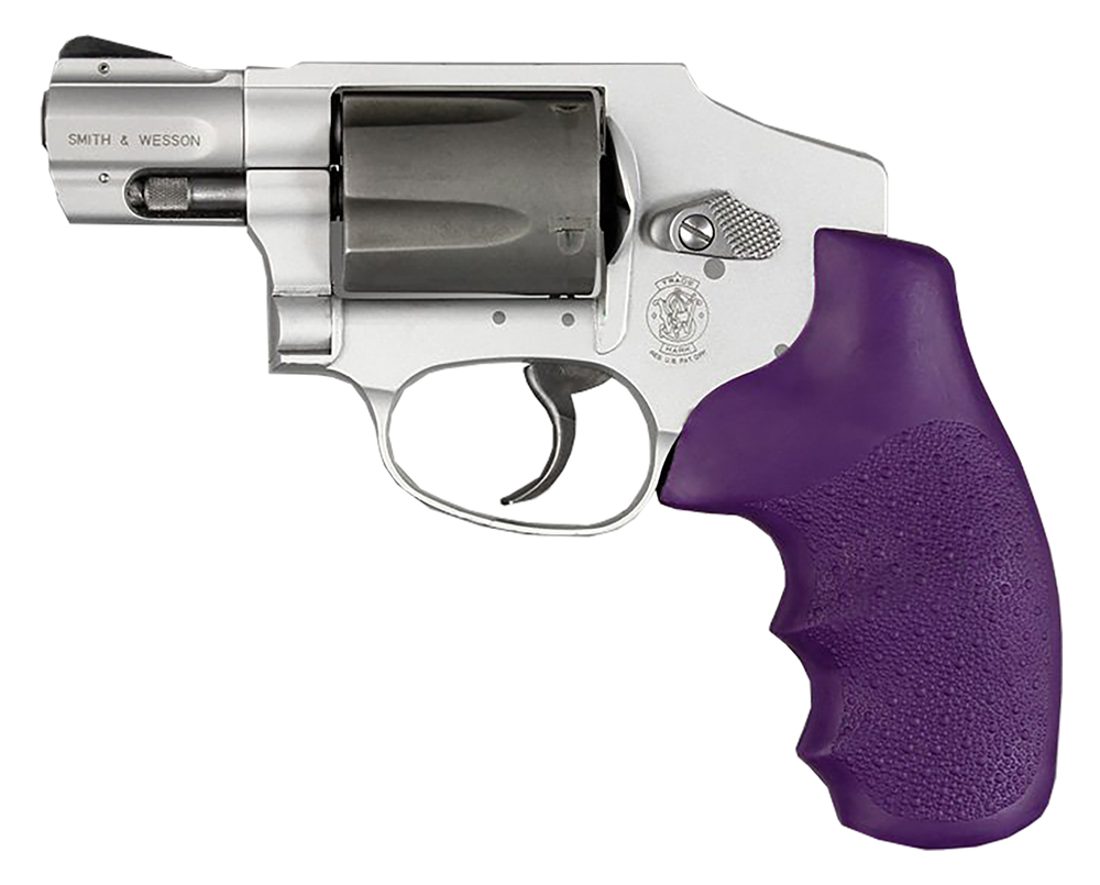 Hogue 60006 OverMolded Monogrip Cobblestone Purple Rubber with Finger Grooves for S&W J Frame with Round Butt