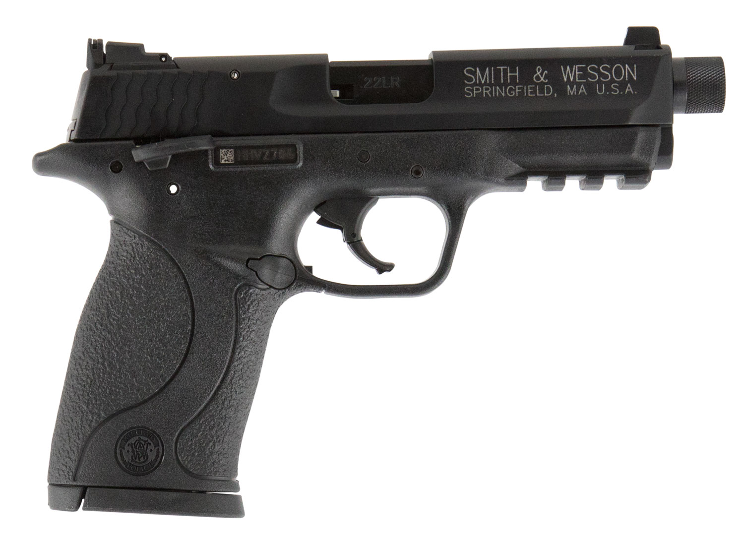 Smith  Wesson 10199 MP Compact 22 LR 3.50 Inch Threaded Barrel 101, Black Polymer Frame With Picatinny Acc. Rail, Black Armornite Aluminum Slide, Ambidextrous Manual Safety  | .22 LR | 022188866506