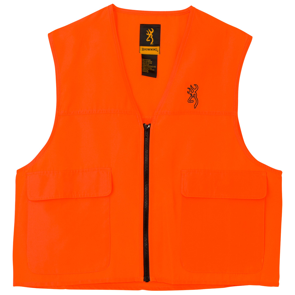BROWNING SAFETY VEST BUCK MARK LOGO BLAZE ORANGE LARGE | 023614324911