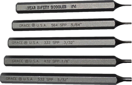 GRACE USA STARTER SHORT PIN PUNCH SET STEEL 5PC | 731940217769