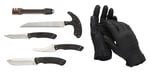 Browning 3220422B Primal Combo  Fixed Bone Saw/Caper/Gut Tool/Sharpening Tool/Skinner 8Cr13MoV SS Blade, Black Polymer w/Rubber Overmold Handle, 6 Piece Set, Includes Case/Gloves | 023614965367