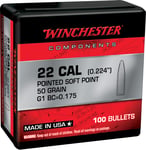 Winchester Ammo WB222SP50X Centerfire Rifle  222Rem 50gr Pointed Soft Point 100 Per Box/10 Case | 020892633582