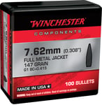 Winchester Ammo WB762M147X Centerfire Rifle  7.62mm 147gr Full Metal Jacket Boat Tail 100 Per Box/10 Case | 020892634121