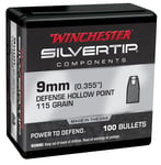Winchester Ammo WB9ST115X Centerfire Handgun Reloading 9mm 115gr Silvertip Hollow Point 100 Per Box/10 Case | 020892634282