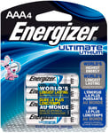 Energizer L92SBP4H3 AAA Ultimate Lithium Silver 1.5V Lithium, Qty 4 Single Pack | 039800079336