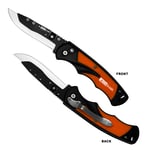 AccuSharp 741C Replaceable Blade Razor  3.50 Inch Folding Plain Stainless Steel Blade/Blaze Orange Ergonomic Anti-Slip Anodized Aluminum Handle/ Includes 2 Replacement Blades/Belt Clip | 015896007415