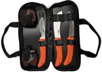 AccuSharp 738C Processing Kit  Fixed Butcher/Caping/Gutting Plain Stainless Steel Blades/Blaze Orange Non-Slip Grip 6 Piece Includes Nylon Case | 015896007385