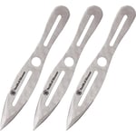 Smith  Wesson Knives SWTK10CP Bullseye Throwing Knives 5 Inch Fixed Dual Edge Spear Point Plain 2Cr13MoV SS Blade, Stainless Steel Handle, Includes Sheath Set of 3, 10 Inch OAL | 028634706297