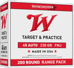 WINCHESTER USA 45 ACP 230GR FMJ-RN 600RD CASE LOT  | .45 ACP | 00020892221864