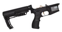 FosTech Complete Tech-15 Forged AR-15 Lower Receiver - Black  Flag Logo  MFT Minimalist Stock  Installed Echo AR-II Trigger | 082652076107