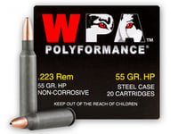 Wolf Steel Case .223 Remington Rifle Ammo  55 Grain  HP  500rd Case | 645611223686