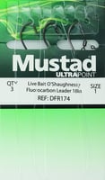 Mustad DFR174-1/0-3U Live Bait OShaughnessy Fluorocarbon Leader | 023534025486