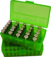 MTM P50-38-16 Case-Gard Ammo Box 50 Round Flip-Top 38 - 357, Clear-Green | 026057107165