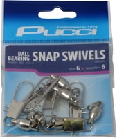 Pucci 104-6-6PK Ball Bearing Swivel w/Interlock Snap Nickel 6Pk | 015789104061